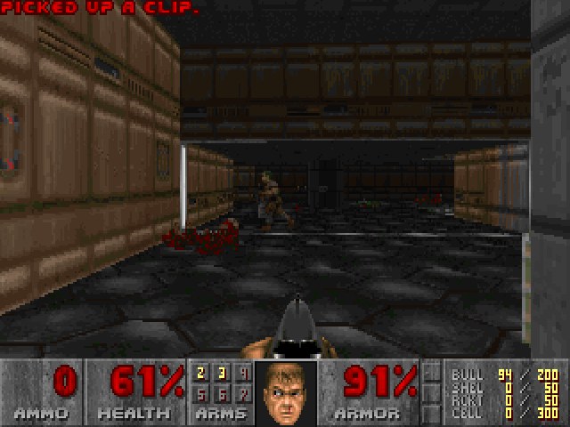 DOOM gameplay screenshot from the shareware episode's demo playback