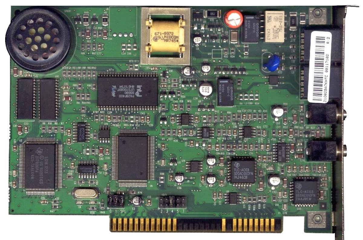 A U.S. Robotics Sportster 56k internal ISA modem